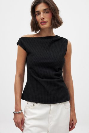 NA-KD Bouclé Sleeveless Top - Ærmeløse toppe - Sort - XS
