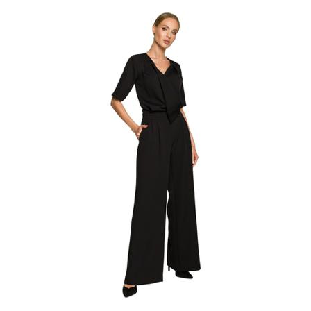 Moe V-Neck Jumpsuit, kobieta, Czarny