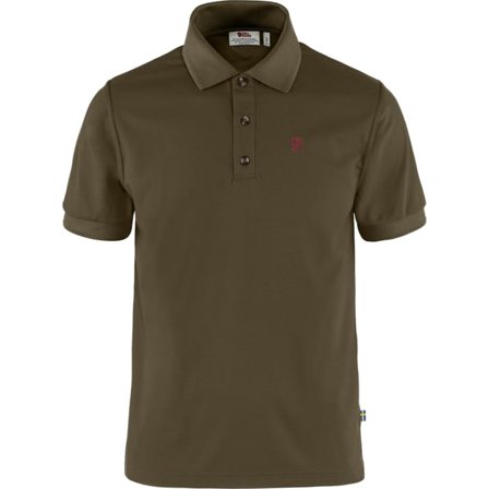 Fjällräven Men's Crowley Pique Shirt Top in Dark Olive | Size: XS, Polyester/Pique Fabric