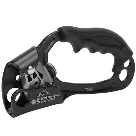 Klatreoppstigning Stein Rappelling Høyre Hånd Riser Arborist Utstyr Tauklemme for Arbeid i Høyden Ingeniørarbeid Grotteutforskning Svart