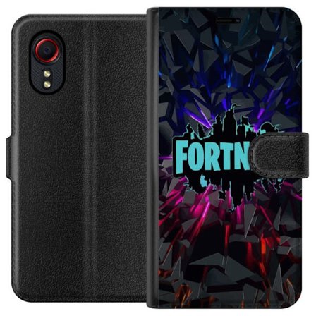 Kompatibelt Plånboksfodral till Samsung Samsung Galaxy Xcover 5 Spelinspirerad abstrakt logotypdesign med exploderande former, neonljus och dynamisk