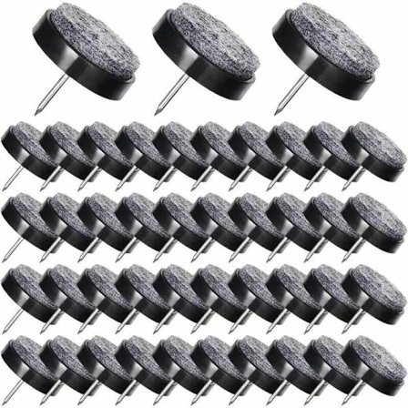 50 st möbelglidare 14 mm svarta filtglidare med förvaringslåda för trämöbler, stolar, pallar och bordsben (svart)