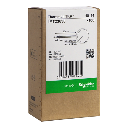 Schneider Electric IMT23630 Klemmer spiker, 100-pakning, rund kabel 10-14, 2,1x25 mm, Installasjonsmaterial