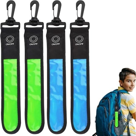 LED Blinkende Lys for Skolesekker, 4 stk. Barne Reflektorer Blinkende Lys, Skolesekker med 3 Moduser, Sikkerhetslys, Vanntett Reflektor