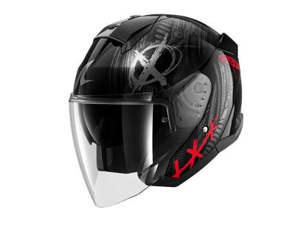 Jethelm Shark Skwal Jet Shiever Schwarz/Anthrazit/Rot L