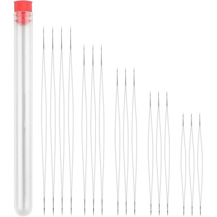 16 Stykker Store Øje Perlenåle Frøperler Nål Perlebroderinåle Til Smykkefremstilling Sammenklappelige Perlenåle Sæt Lange Lige Hånd S