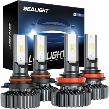 SEALIGHT 9005/HB3 H11/H9/H8 LED-lampor, superljus kallvitt, plug and play, 4-pack