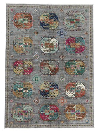 Hand Knotted Shabargan Rug 176X242 Dark Grey/Dark Green