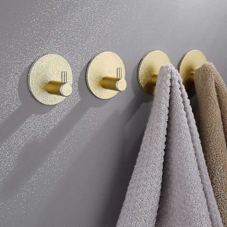 Badeværelseskroge Selvklæbende Guld - 4 Styk Håndklæde Kroge Vægkroge Tøj Kroge Til At Sætte Fast Stærkt 4.