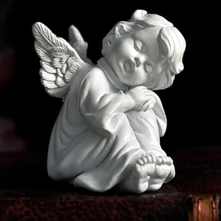 Skrivebordsengel Skulptur, Harpiks Sød Lille Hvid Engel Pige Statue