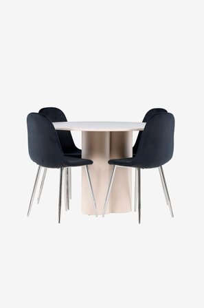 Venture Home - Olivia-spisebord med Polar-spisebordsstol - Sølvfarvet - Spisegrupper - Fra Homeroom