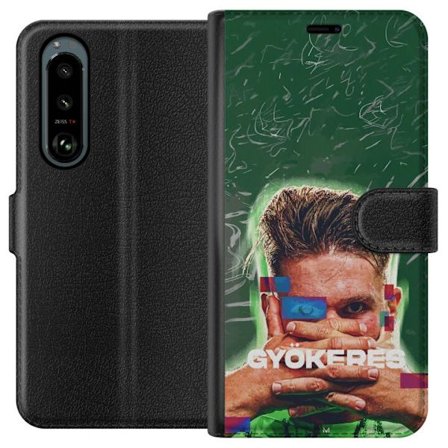 Kompatibel Tegnebogsetui til Sony Xperia 5 III Lamine Yamal i Barcelona-trøje med neonlys og røde og blå lyn i dramatisk effekt