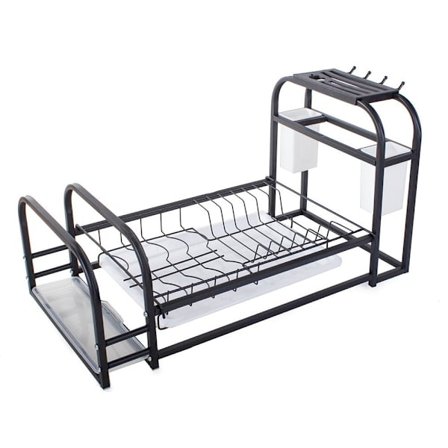 Diskställ med Droppbricka och Hylla - Svart