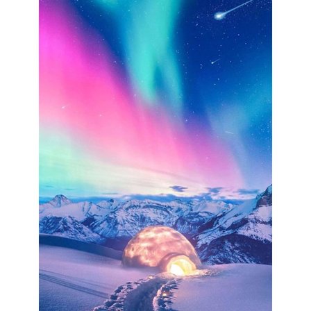 5D DIY-mosaiikkidiamanttimaalaussarja, maalaus timanttitaiteella Lumihuippuinen maisemaseinäkoriste 12x16 tuumaa