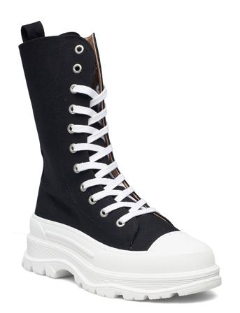 Biafelicia Laced Up Boot Shoes Boots Ankle Boots Laced Boots Sort Bianco