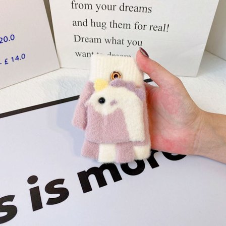 Halvfingerhandsker til børn tegneseriestrikkede handsker LILLA