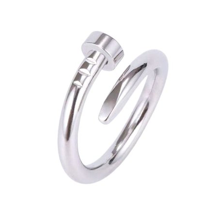Nagelring 18K Gult/Vitt Guld Ring Kärleksring För Kvinnor Födelsedag Julgåvor (Silver)