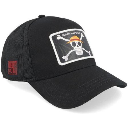 Capslab - Svart trucker Keps - One Piece Straw Hat Crew Black A-Frame Trucker @ Hatstore