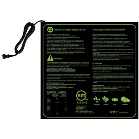 Elektrisk varmemåtte til 1 rum, opvarmet måtte til planter med elektronisk havebrug og spiring med opbevaringstaske 50 x 52,5 cm