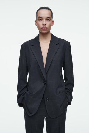 COS Women's Oversized Windowpane Check Blazer in Blue