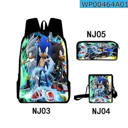 3pcs 3d Print Super Sonic Backpack Shoulder Bags Pencil Case