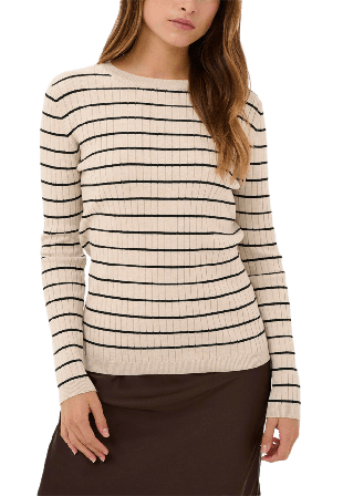 Saint Tropez MilaSZ Rib St. Pullover Stickat Dam Svart XL