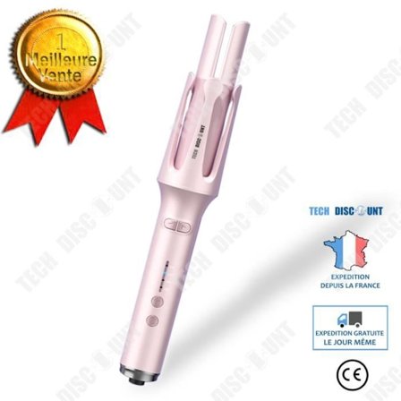 TD helautomatisk curling stick automatisk roterande hårrullare stor vågvolym skadar inte rosa hår