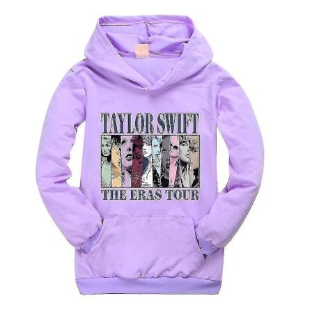 9-14 År Barn Pop Taylor Swift The Eras Tour Trykt Hoodie Jenter Gutter Hettestropp Genser Pullover Topper Julegaver Høy Kvalitet Purple 9-10 Years
