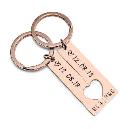 Nyckelring för par, presentatör Black Rose Gold - on stock