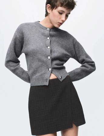 Mango Chunky-Knit Cardigan With Buttons - Grey - XS