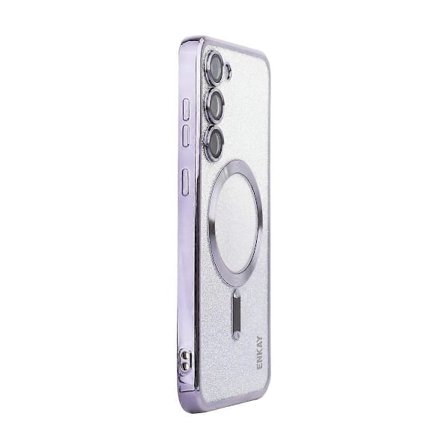 Samsung Galaxy S25 -kotelo ENAKY HAT PRINCE TPU-suojus, MagSafe-yhteensopiva, glitterpaperilla