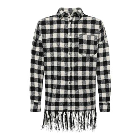 Palm Angels Oversize Check Fringed Shirt Sort, Herre Skjorter