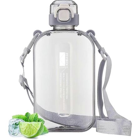 750ml Vattenflaska, Sportvattenflaska, Smal Vattenflaska, Läcksäkra Vattenflaskor, Campingvattenflaska, Vattenflaska med Rem Lämplig (Grå)