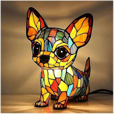 Harpiksnattlampe i hundeserien, kreativ LED-statuelampe med dyr, dekorativt nattbordslys for kjæledyr til skrivebord, for hjemmeinnredning