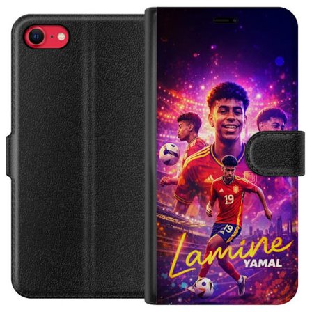 Kompatibelt Plånboksfodral till Apple Apple iPhone 7 Lamine Yamal fotbollsposter i spansk landslagströja med dynamisk action, färgstark sportillust