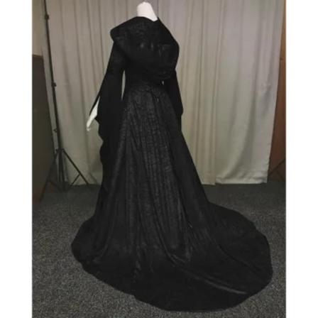 Medeltida Retro Gotisk Huvtröja Häxa Lång Kjol Lyxig Festklänning För Kvinnor Cosplay Vampyr Halloween Vuxen Dräkt Svart black XXL