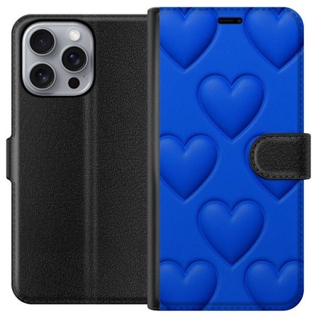 Kompatibelt Lommeboketui til Apple Apple iPhone 16 Pro Max Blå Hjerter