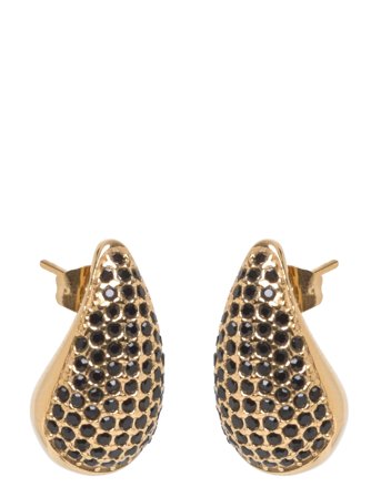 Drop Crystal Stud Earring Black/Silver Gold Bud To Rose