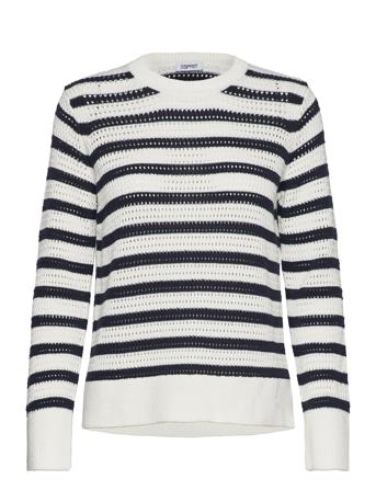 Stripe Geo Mesh Tops Knitwear Jumpers White Esprit Casual