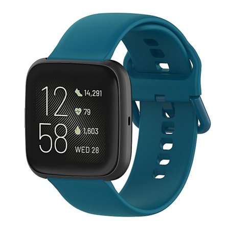 Mörkgrön Mörkgrön 23mm Färgspänne Silikon Armbandsrem Klockarmband kompatibelt med Fitbit Versa 2 / Versa / Versa Lite / Blaze, Storlek: S