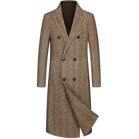 Miesten villatakki Talvi Slim Fit villatakki Pitkä Peacoat XL
