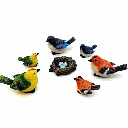 Feengarten-Fugleornament, håndmalet DIY-mini-havedekoration til terrasse, græsplæne og boligindretning