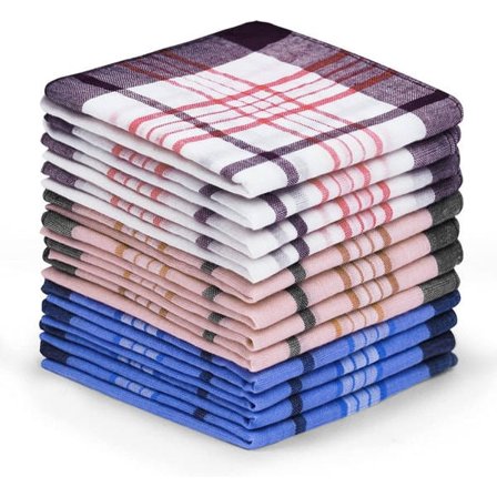 12 stk lommetørkle for menn 100% bomull farge Design