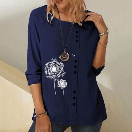 Långärmad T-shirt För Kvinnor Med Rund Hals