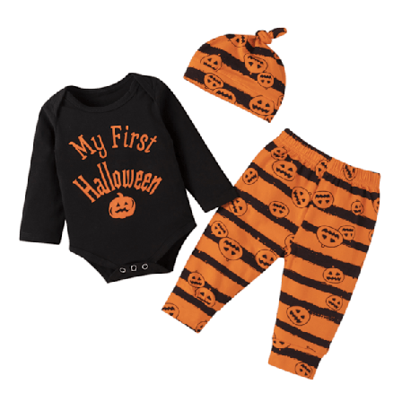 Baby Halloween-kostyme Min første Halloween langærmet jumpsuit + bukse + lue (100 cm)