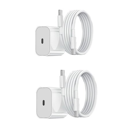 Lader - Hurtiglader 20W USB-C-adapter + Kabel 2m Hvit 2-pakning 2-pakning USB-C