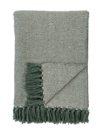 House Nordic Lita - Blanket - Plaid, Cotton, Green/White, 130X160 Cm - Green - 130X160CM