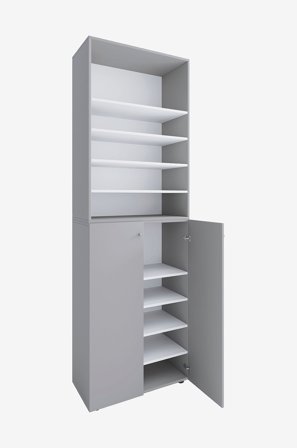 VCM - Vcm Skoskap Lona 2Xl 10-rom med hengslede dører + hylle - Grå - Skoskap - Fra Homeroom