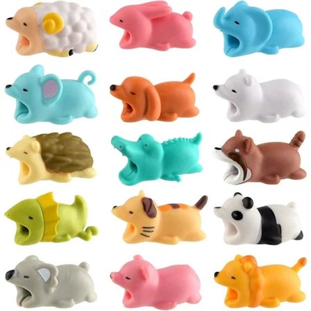 15 stk Kabelskjerm Søte Dyr Kabel Attack Lader Ledningsbeskytter USB Ladekabelbeskytter Kompatibel Med /android