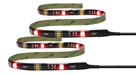 Deltaco LED strip, 2x50cm, 12 different colors, RGB, remote control, USB